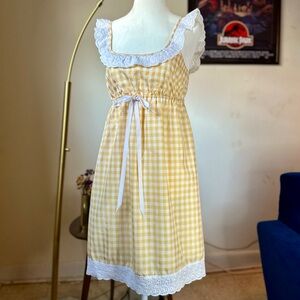 🧺 Yellow gingham prairie picnic dress